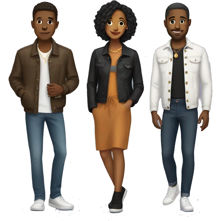 friends in stylish outfits emoji