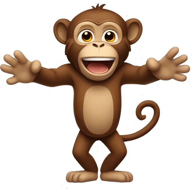 brown monkey with arms up and hands flat asking question emoji