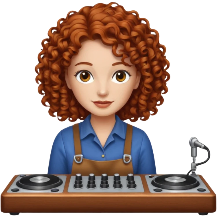 pioneer-woman with curly hair dj-mixer emoji