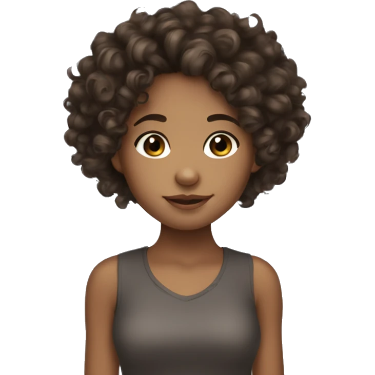 biracial cute girl curly dark brown hair  emoji
