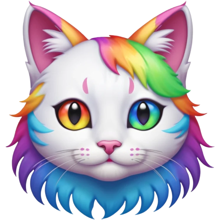 Pretty kitty with rainbow everything emoji