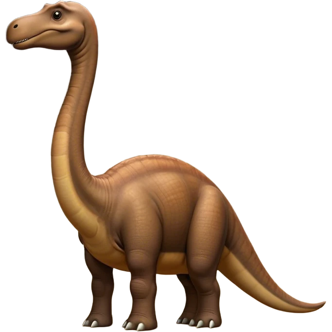 Cinematic Noble Brontosaurus Portrait Emoji, Poised and majestic, with a colossal, elongated neck stretching gracefully from a massive, sturdy body draped in warm, earthy tones, a gentle, wise face with soft, observant eyes, and a long, elegant tail, Simplified yet grandly defined features, highly detailed, glowing with a soft, ancient luminescence, high shine, intelligent and serene, stylized with an air of prehistoric grandeur, focused and calm, soft glowing outline, capturing the essence of a watchful and confident Brontosaurus that appears ready to loom out of the screen with effortless majesty! emoji