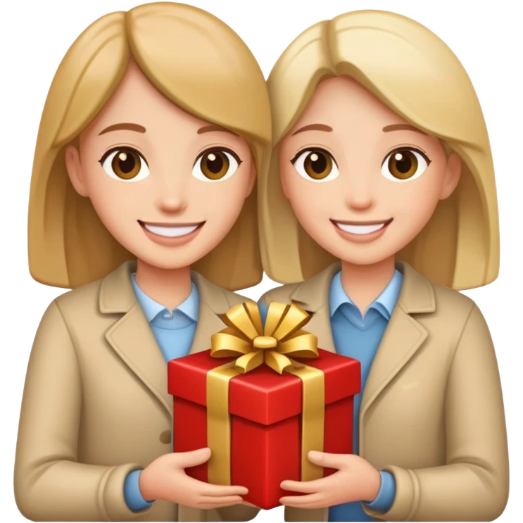 Two people holding a gift emoji