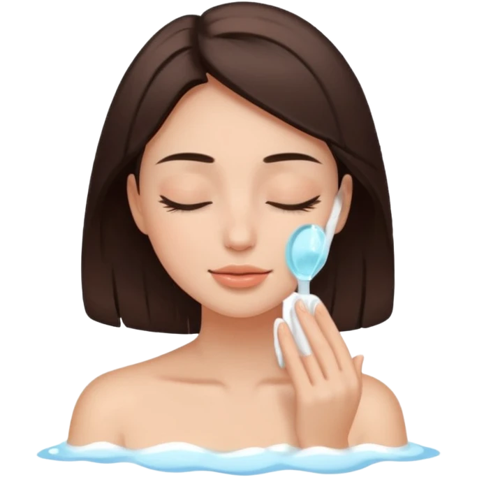 girl brunette getting a deep facial cleansing eyes closed emoji