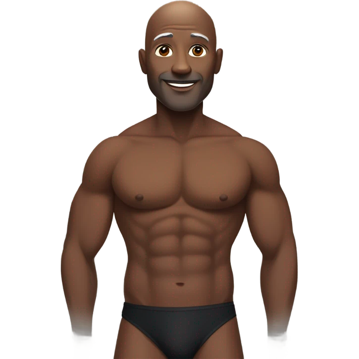 handsome older shirtless bald black man gay speedo emoji
