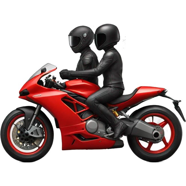 Two people wearing black helmet in a red ducati motorcycle  emoji