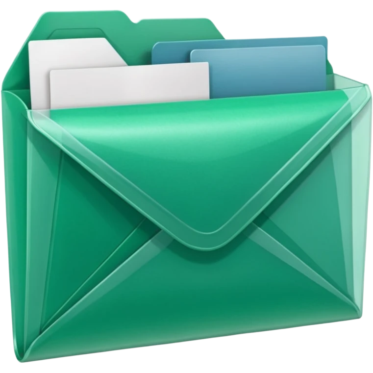 A simple emoji-style icon of a transparent green plastic gym folder envelope, slightly open, with clean edges, soft shine, and subtle shading, conveying fitness organization and active lifestyle.

 emoji