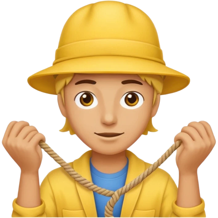 can you make a generic emoji of an individual (who works on a dock, but do not generate the dock itself) holding a rope neatly coiled in their hands? I do not want an emoji of a human person. Can it be a yellow emoji of a circular head like the original emojis? emoji