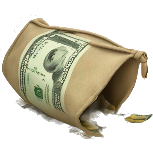 fallen money bag that is spilling money out from the bag emoji