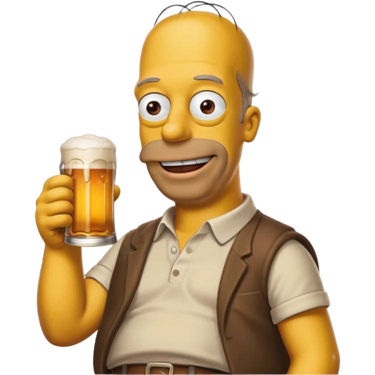 homer simpson smiling with a beer emoji