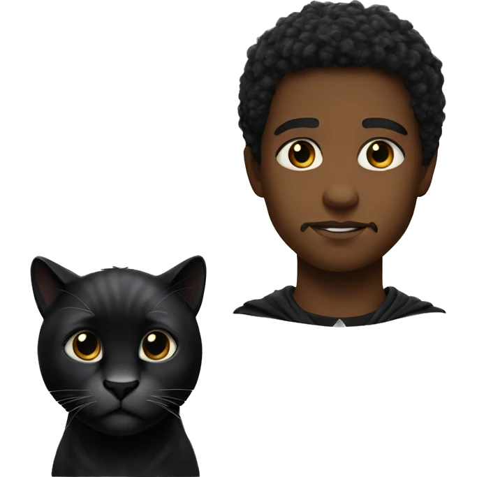 Big serious line next to a small young black panther  emoji