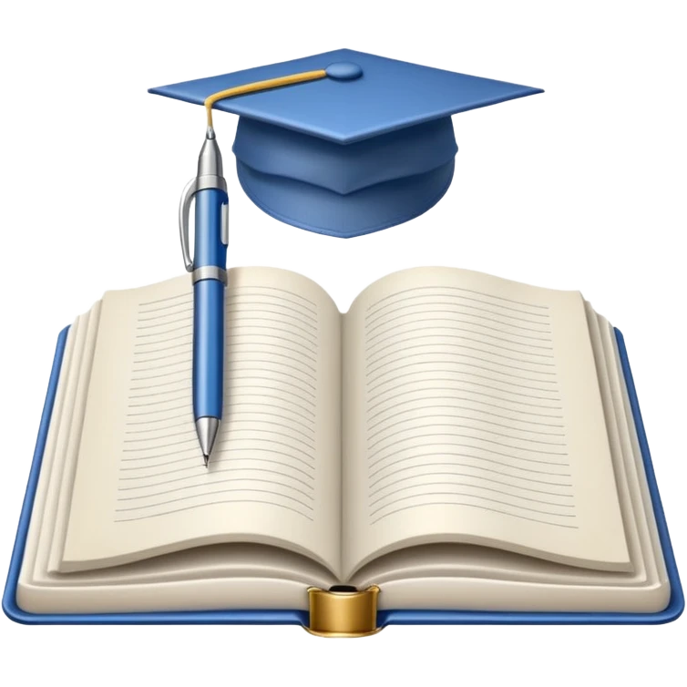 "A white open book,The pen should be positioned as placed exactly in the center between the pages.  if held by a right-handed person - meaning the direction is reversed compared to a left-handed grip. The pen should be uncapped, and the cap placed behind it." emoji