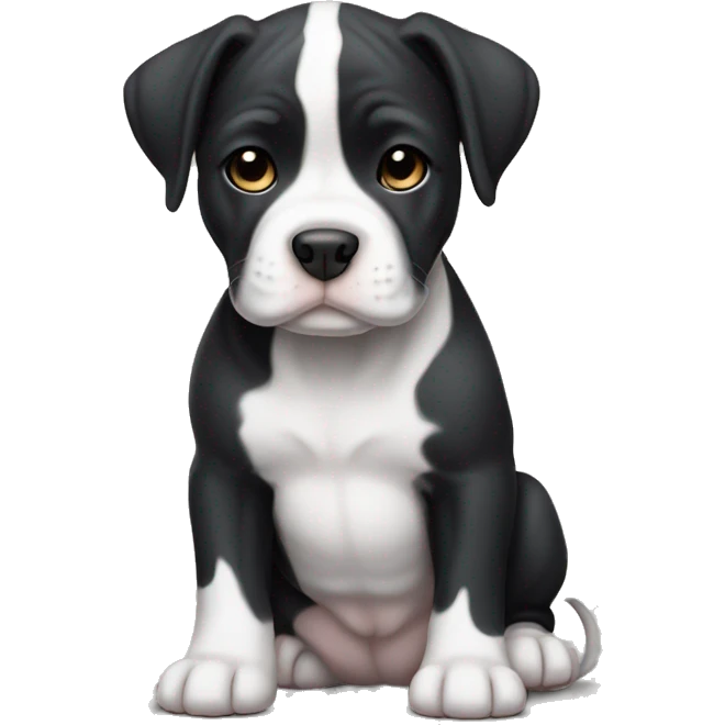 Black and white English staffordshire puppy full body emoji