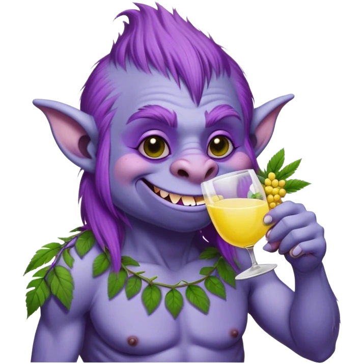 Purple troll with mimosa emoji