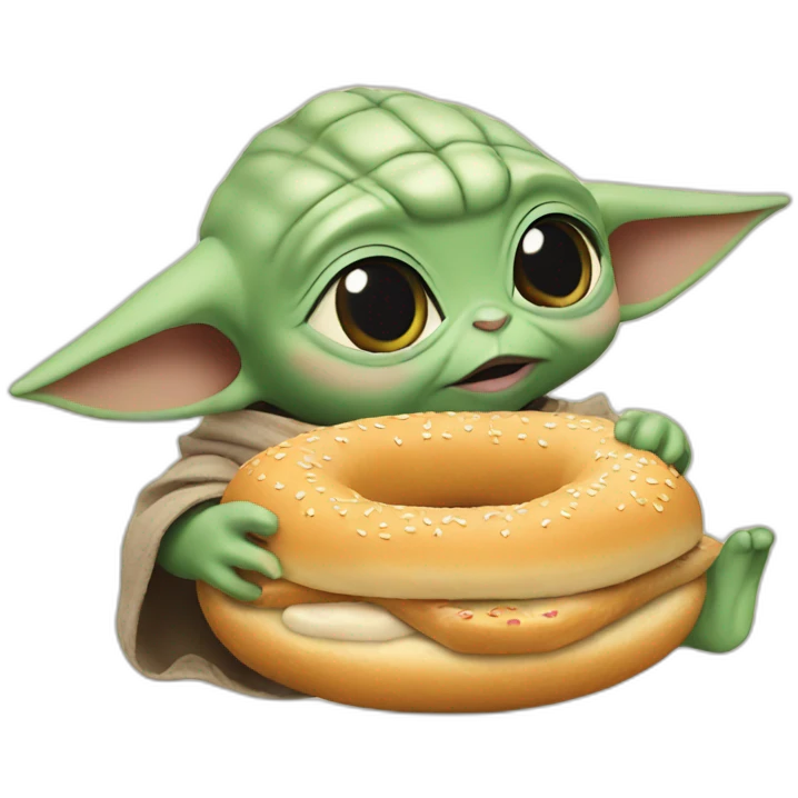 BABY YODA EATING A BAGEL emoji