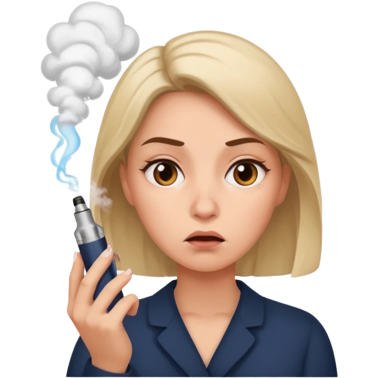 person getting anxious because she cannot smoke the vape emoji