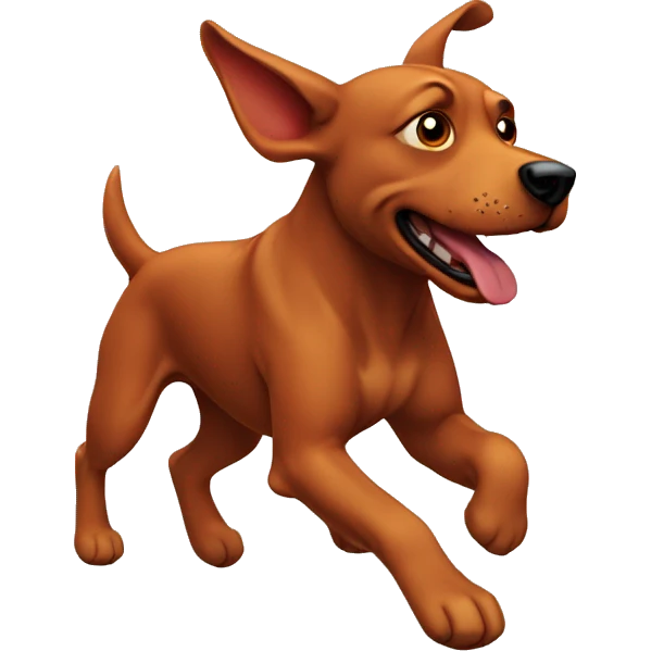 solid red dog with pointed ears running emoji