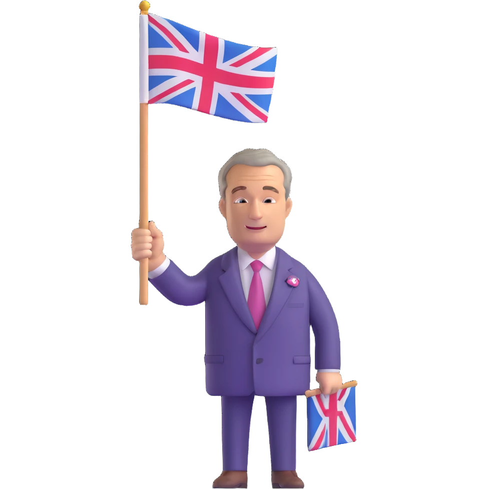 Nigel Farage waving a flag emoji