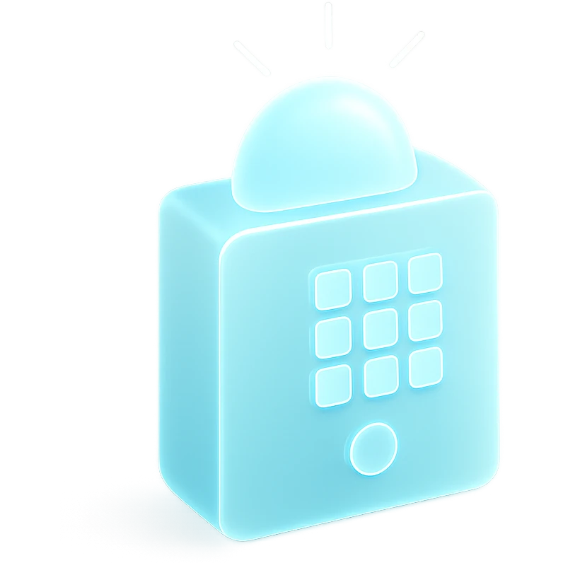 Alarm installation in light neon blue emoji