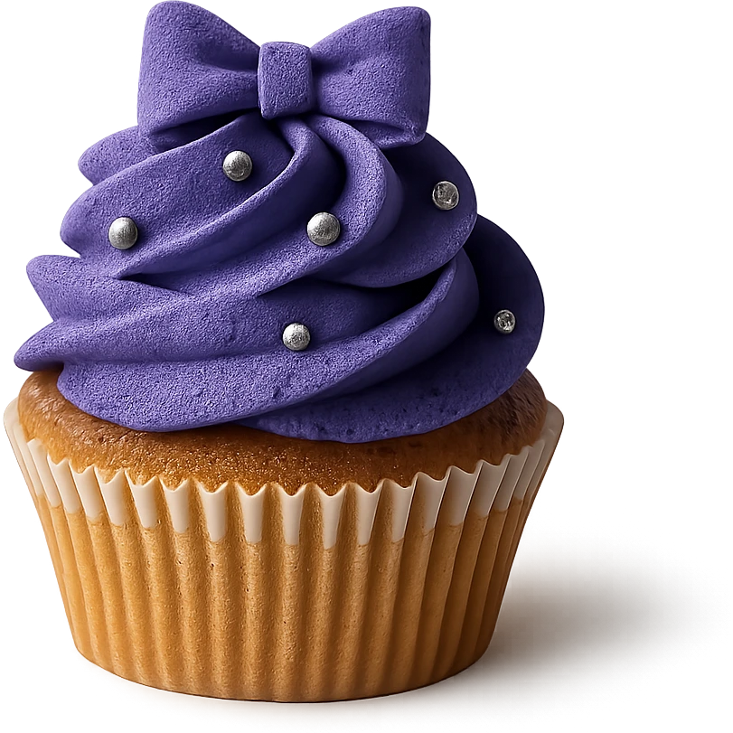 Change the icing to blueberry, keep the realistic cupcake and accessories, photorealistic style, transparent background. emoji