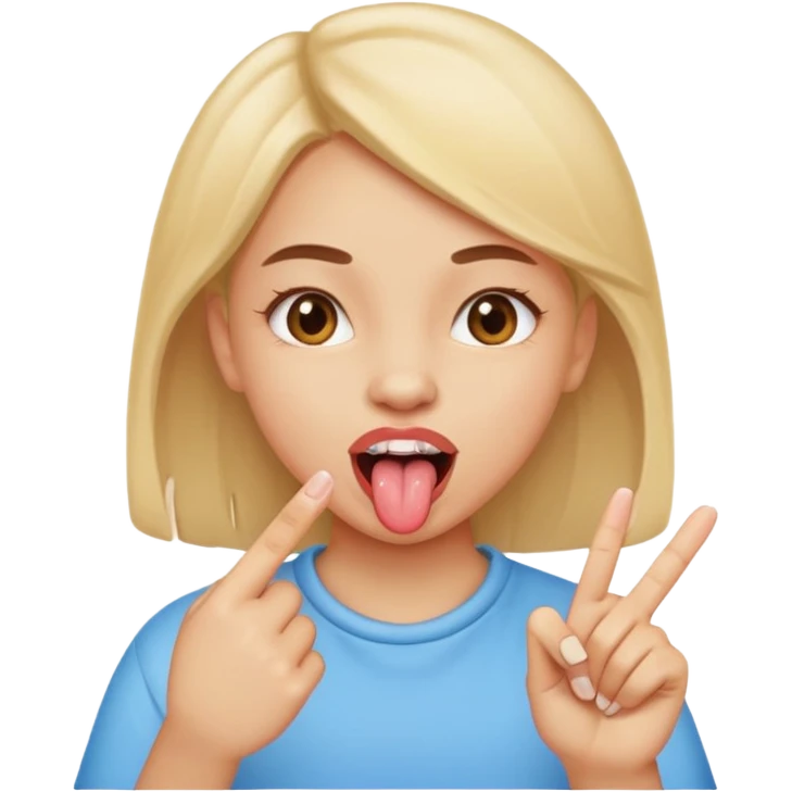 fille doigt entre les dents tire la langue emoji