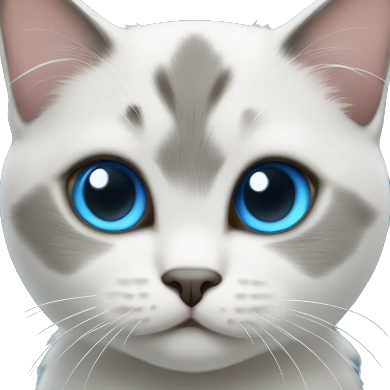 white/black/gray munchkin cat with blue eyes emoji