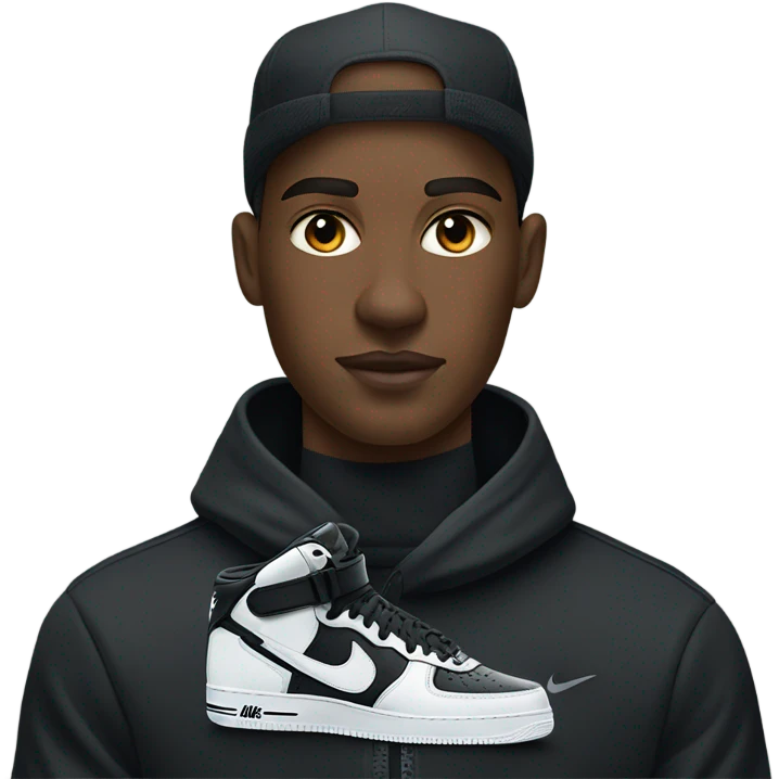 A Panther dressed in a nike tech wearing black air force ones emoji