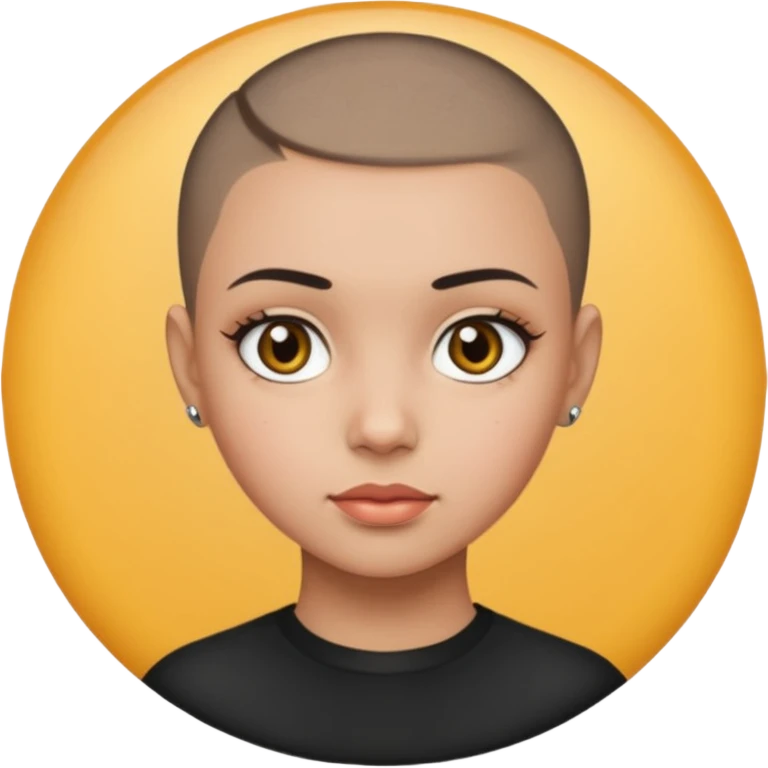 HAZEL EYES , BLACK BUZZ CUT LIGHT SKIN ROUND FACE GIRL emoji