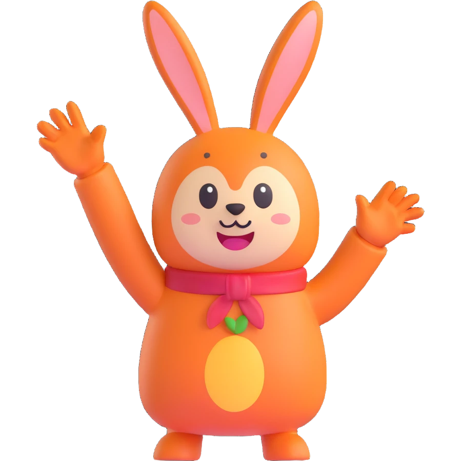 Labubu character, waving, cheerful expression, simple background emoji
