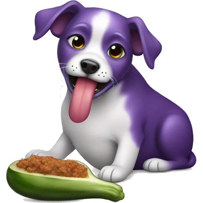 Dog eating eggplant  emoji