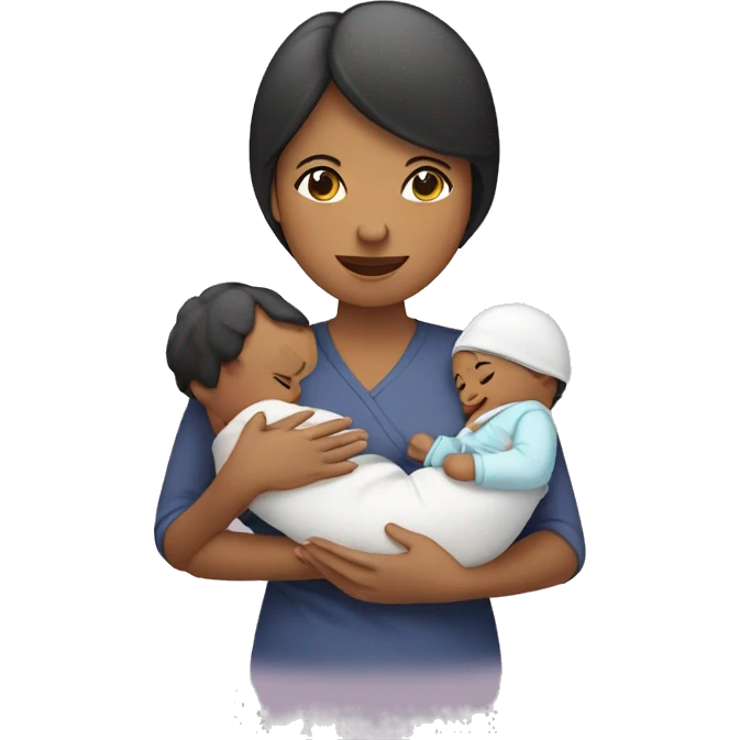 mamá con bebé en manos y enfermera emoji