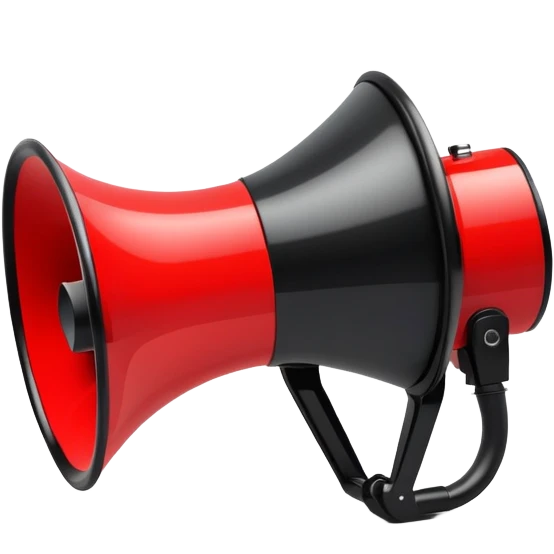 red and black megaphone loudspeaker with sound waves emoji