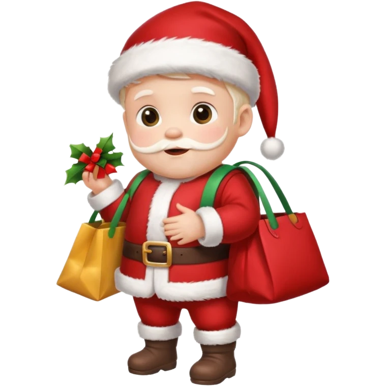 baby Santa Claus is carrying a bag of presents  emoji
