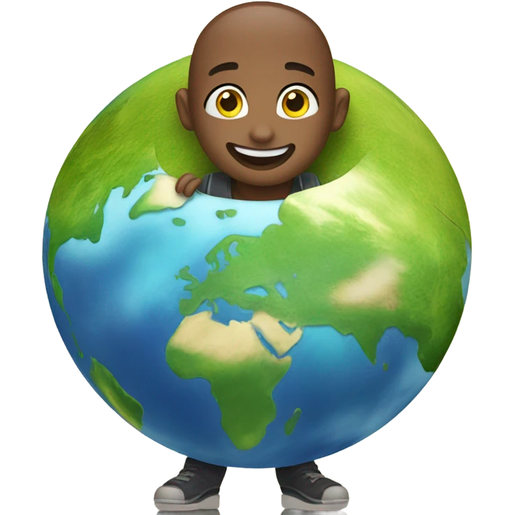 Someone looking down on earth happily emoji