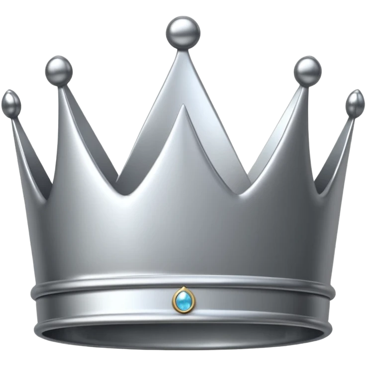 A luxury silver crown emoji, chrome metallic finish, smooth rounded edges, subtle sparkle, polished reflective surface, cute proportions, iOS emoji style, centered on a clean white background, soft studio lighting, no outlines emoji