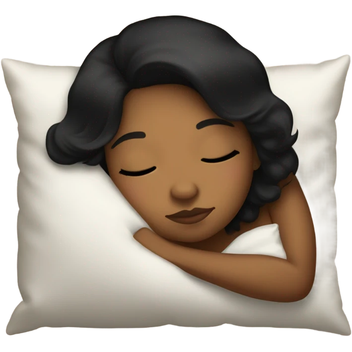 sleeping beauty black haie shoulder length hair brown girl with silk pillow emoji