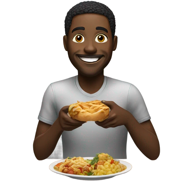 Black guy having a nice meal emoji