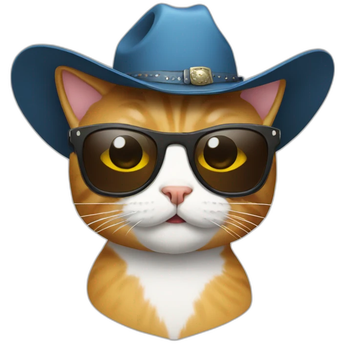cat with sunglasses and cowboy hat emoji