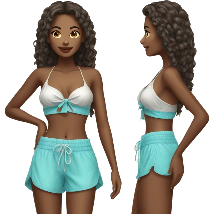 beautiful model girl, beach clothes emoji