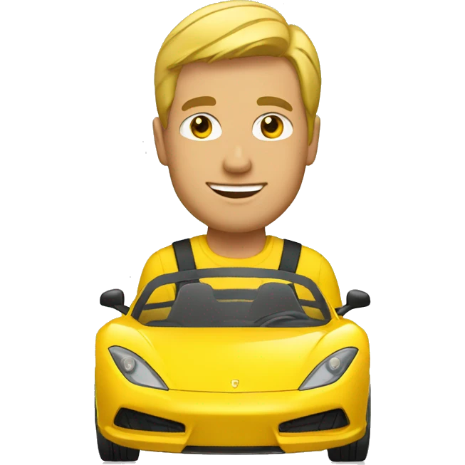 man in yellow sports car emoji