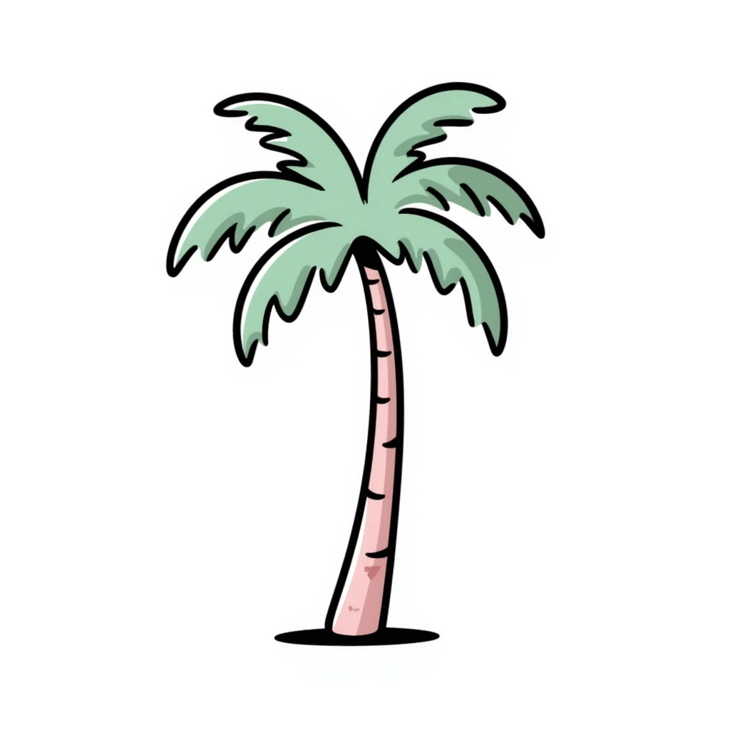 palm tree with pastel mint trunk and pastel pink leaves emoji