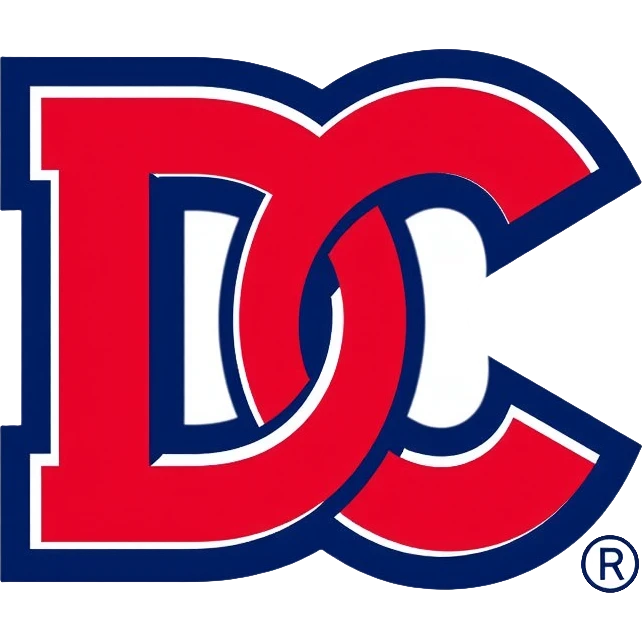Delhi Capitals cricket team logo, blue and red colors with DC letters, professional sports emblem emoji
