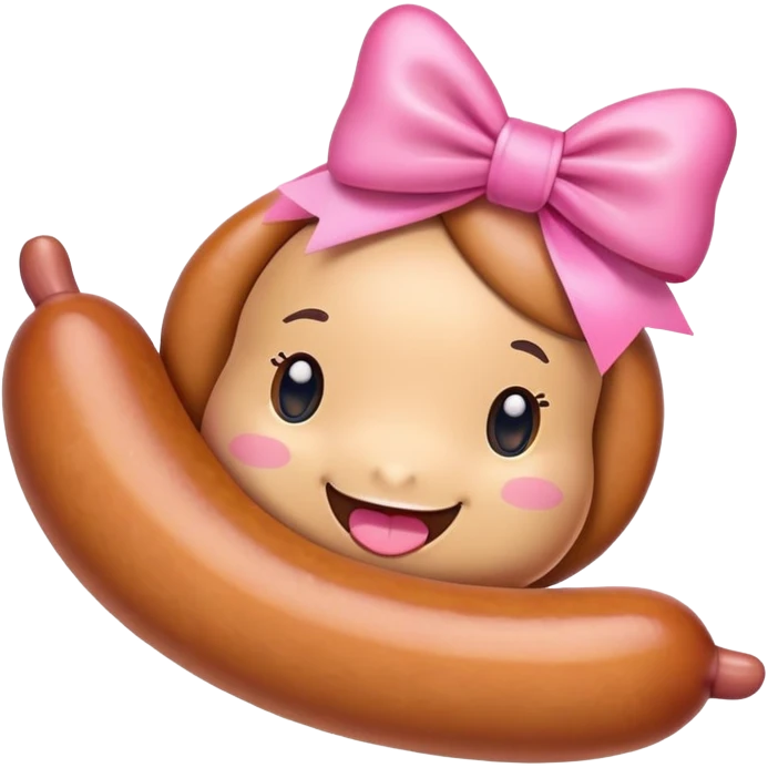 au cute sausage eith a pink bow on the head emoji