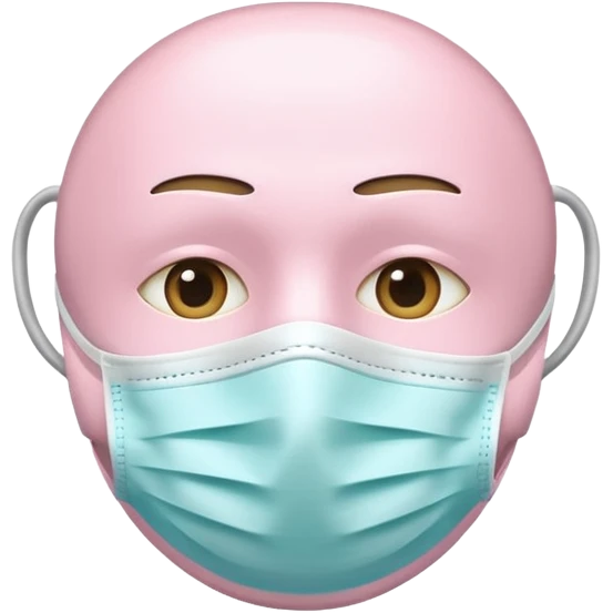 light pastel pink medical mask, no face, iOS emoji style, variation 1 emoji