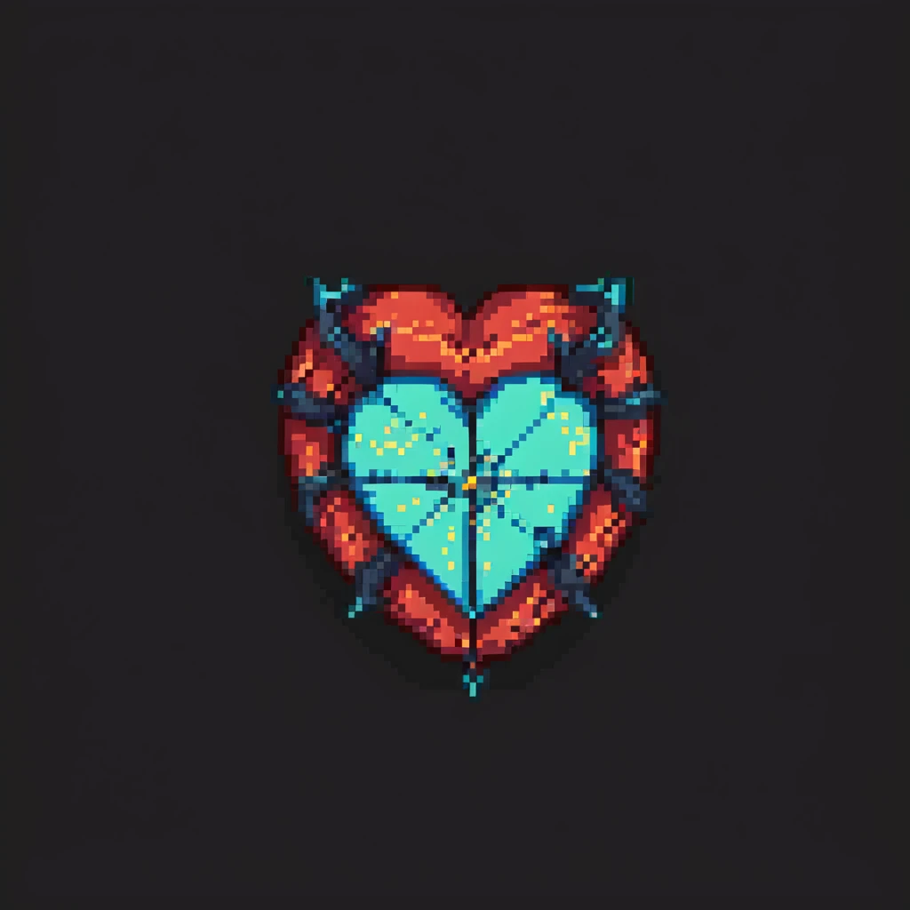 a glowing demon heart with a crack emoji
