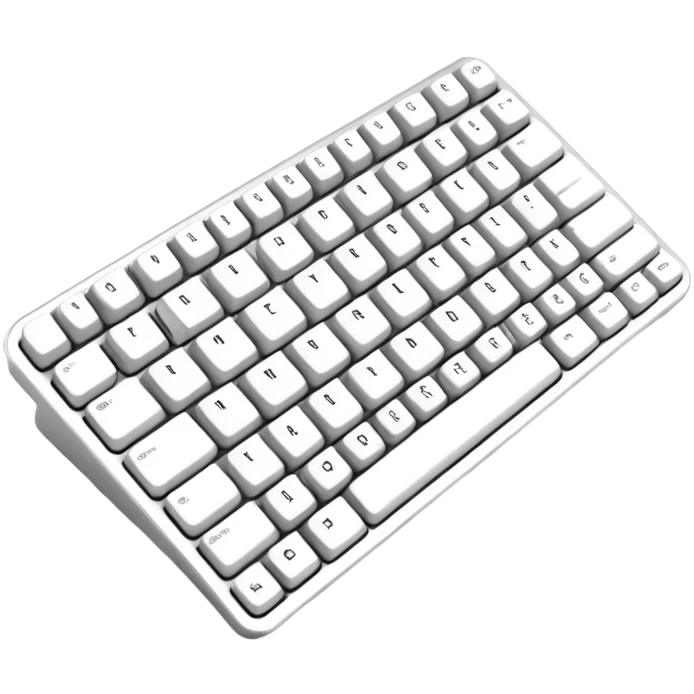 Custom mechanical keyboard, no brand , no numbers, no letters, reminiscent of Apple Mac products  emoji