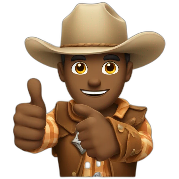 Cowboy with thumbs up only face  emoji