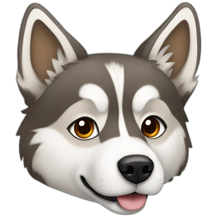 Husky in capuchino colors with one blue and one amber iris emoji