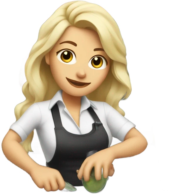 blonde female bartender making a drink emoji