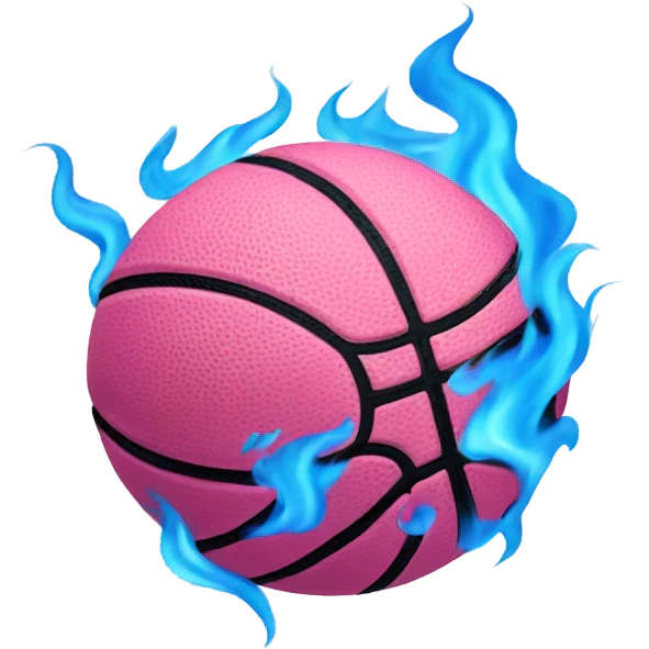 Pink and blue flaming basketball  emoji